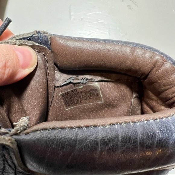 Lucky Brand Navy Green Peace Sign Duck Boots leather size 9 - Picture 8 of 9